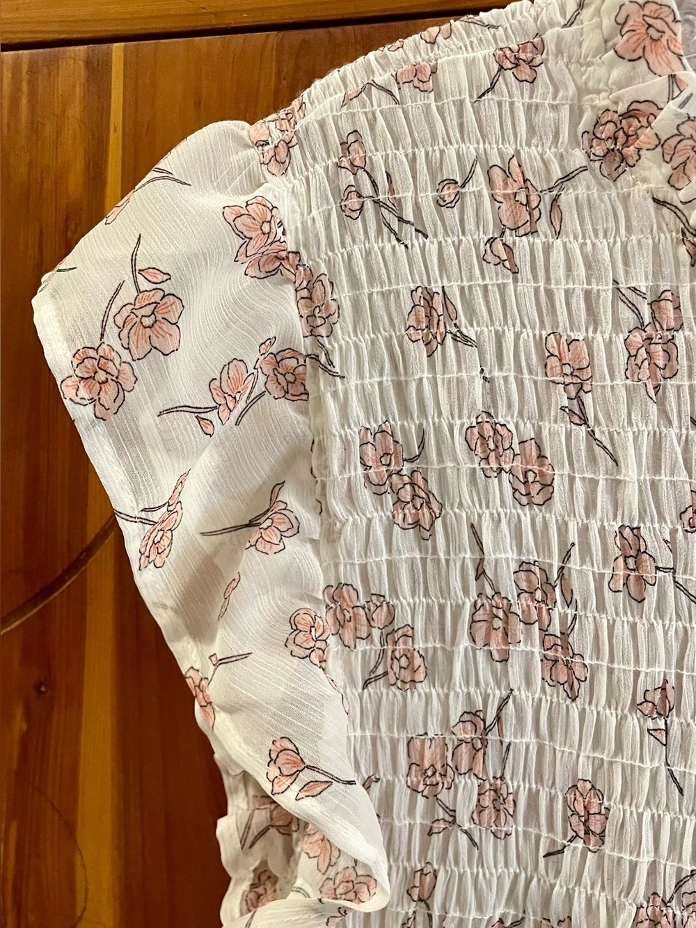 Vintage Sweet Rain Floral Smocked Mid-Length Dress Size L. - Picture 3 of 10